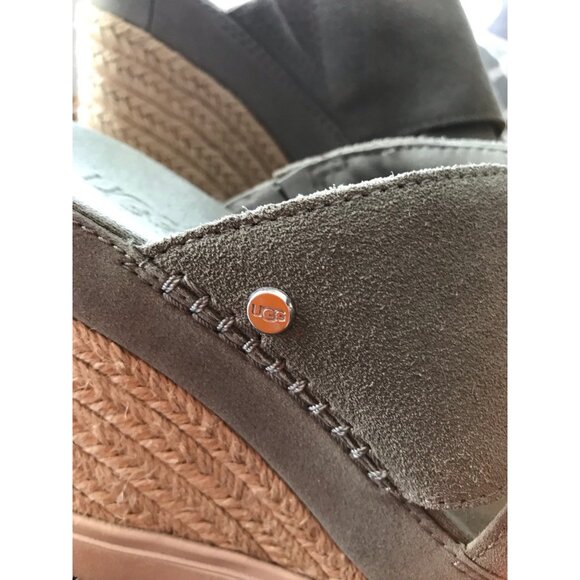 UGG Abbot Wedge Slide Moss Green Sz 8 Sandal casual Dress - Picture 5 of 10